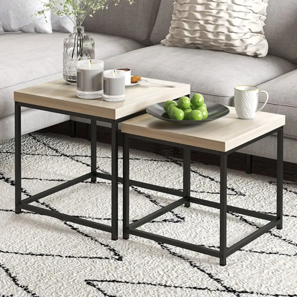 Oak Nesting Coffee Table Set of 2 - White