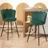 Petal Backrest Bar Stool Set of 2 - Dark Green, Velvet