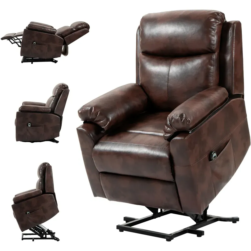 Power Lift Electric Recliner Chair with Remote - Brown