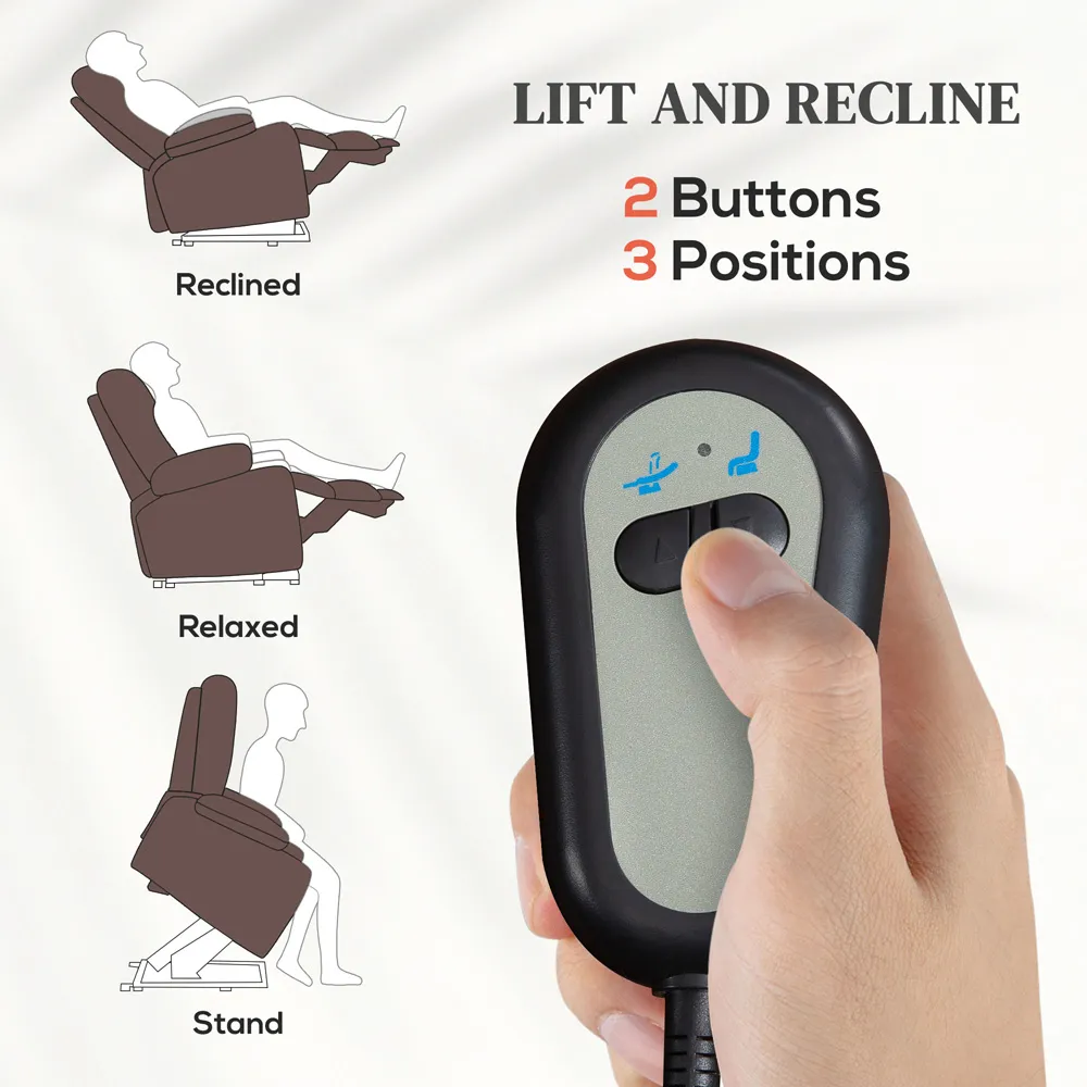 Power Lift Electric Recliner Chair with Remote - Brown