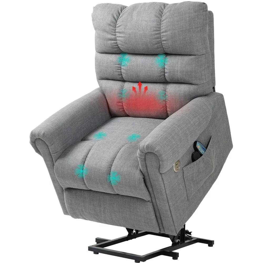 Power Lift Recliner Chair with Massage and Heat - Grey