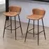 PU Leather Bar Chair with Steel Legs Set of 2 - Brown
