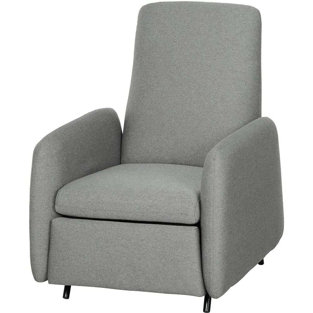 Push Back Recliner Armchair with Adjustable Leg Rest - Grey