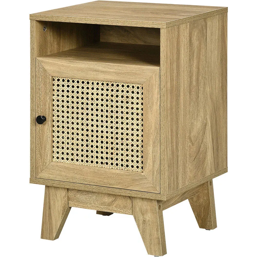 Rattan Bedside Table - Brown