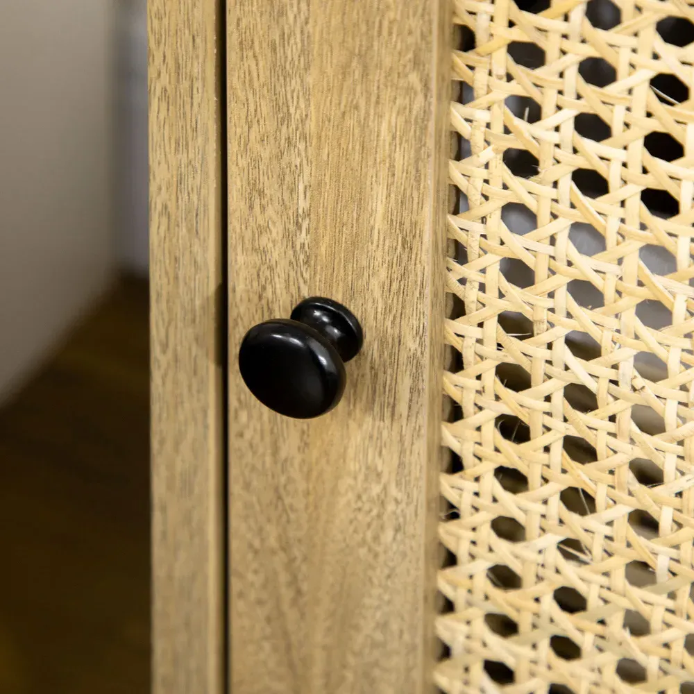 Rattan Bedside Table - Brown