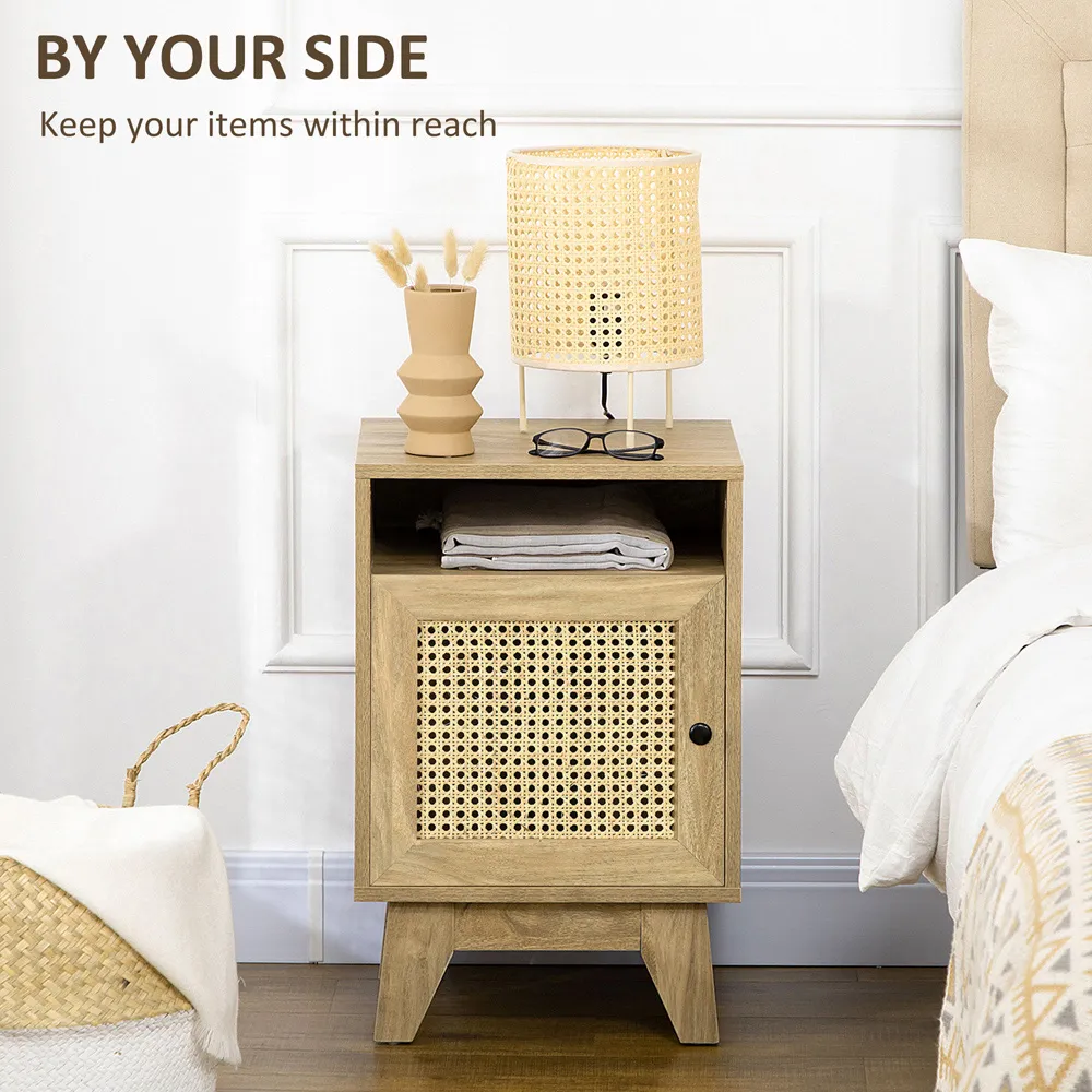 Rattan Bedside Table - Brown