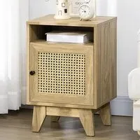 Rattan Bedside Table - Brown