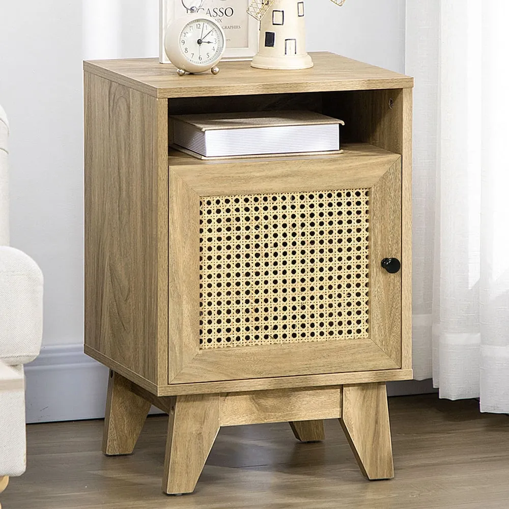 Rattan Bedside Table - Brown image