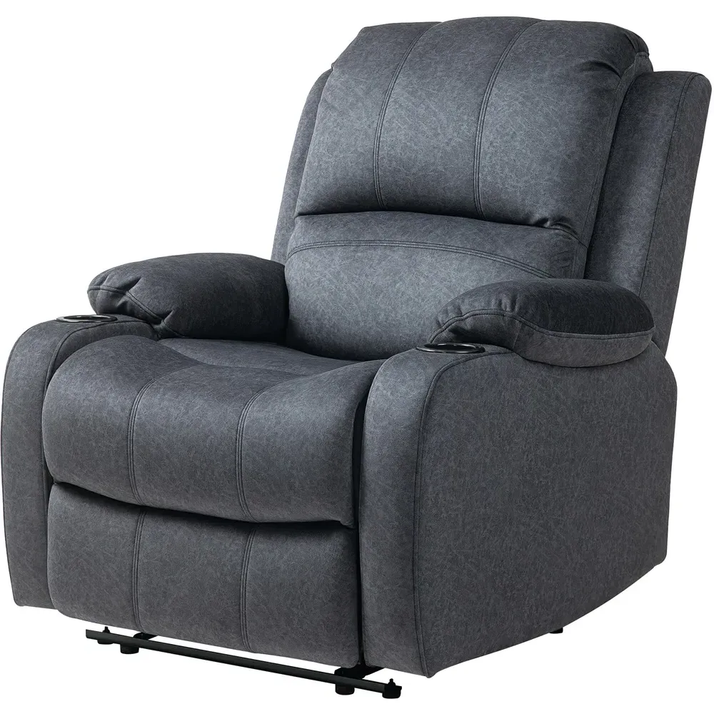 Recliner Chair with Cup Holders - Black, Microfibre