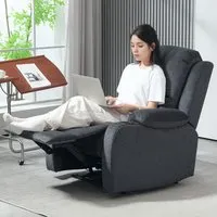 Recliner Chair with Cup Holders - Black, Microfibre