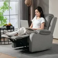 Recliner Chair with Cup Holders - Grey, Microfibre