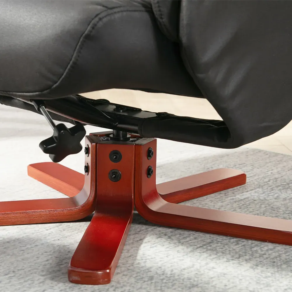 Recliner Chair with Footstool - Black, Faux Leather