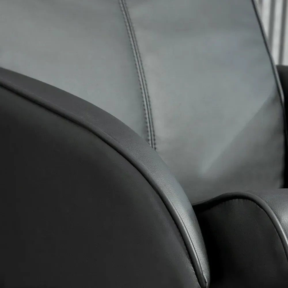 Recliner Chair with Footstool - Black, Faux Leather