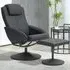Recliner Chair with Footstool - Black, Faux Leather