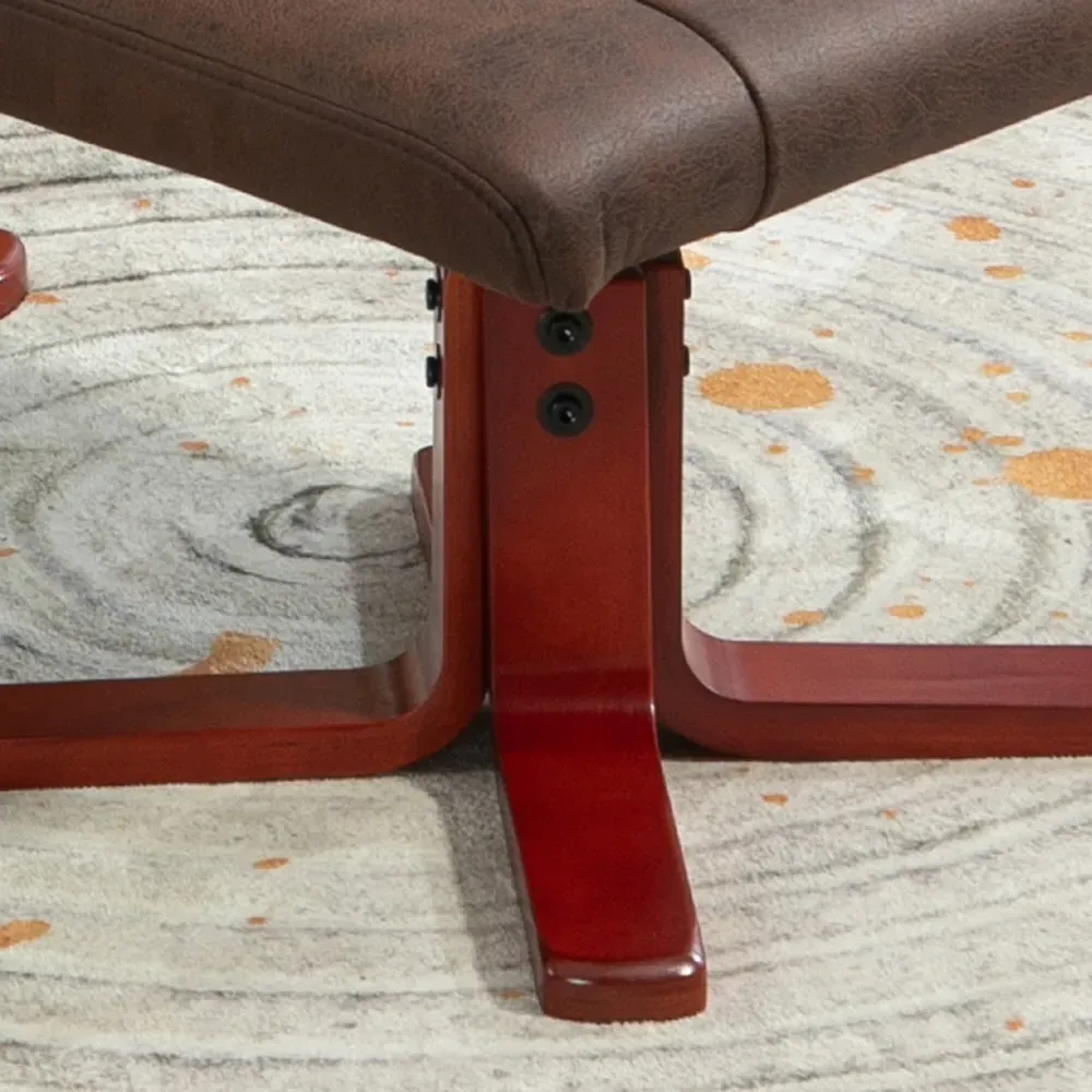 Recliner Chair with Footstool - Brown, Faux Leather