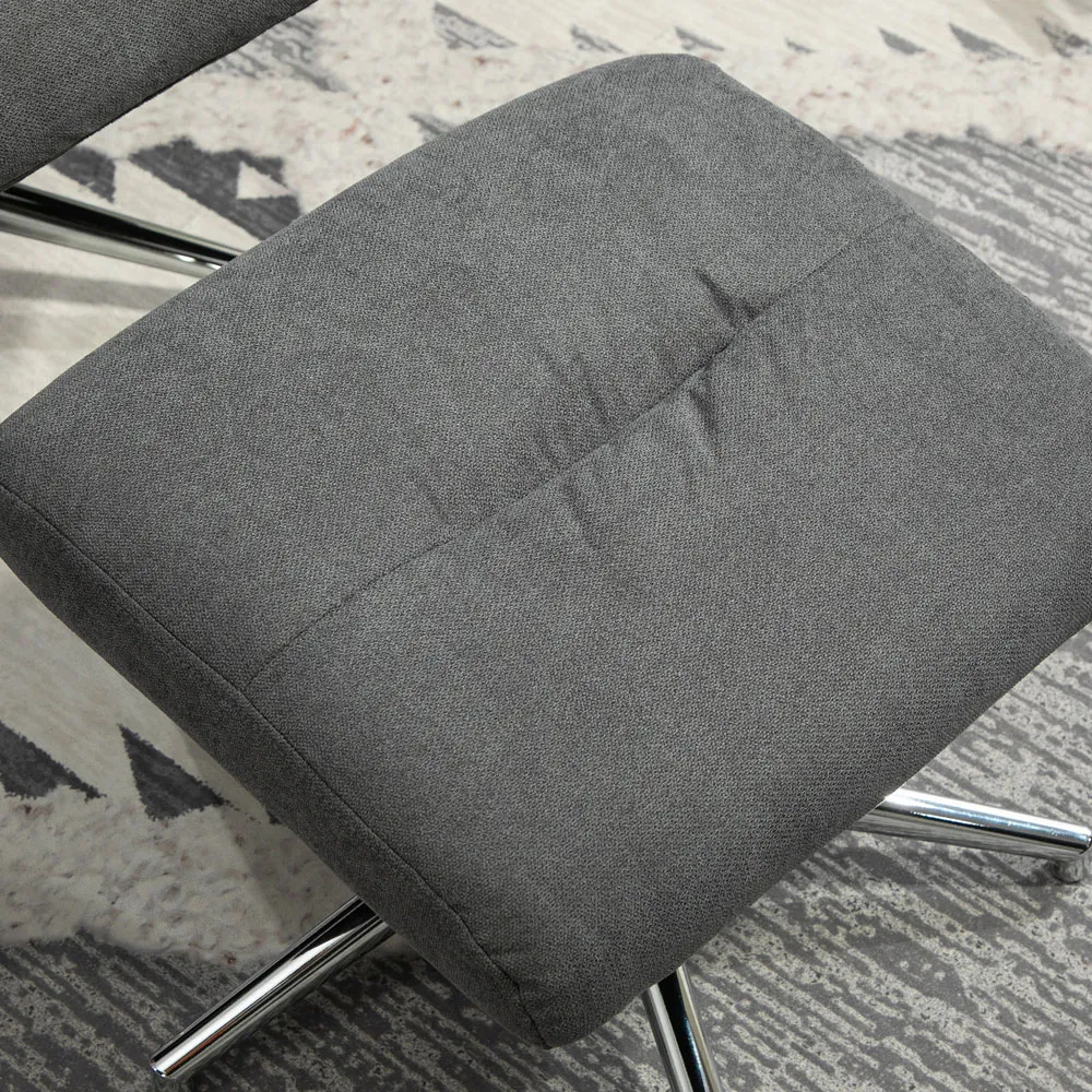 Recliner Chair with Footstool - Grey, Velvet