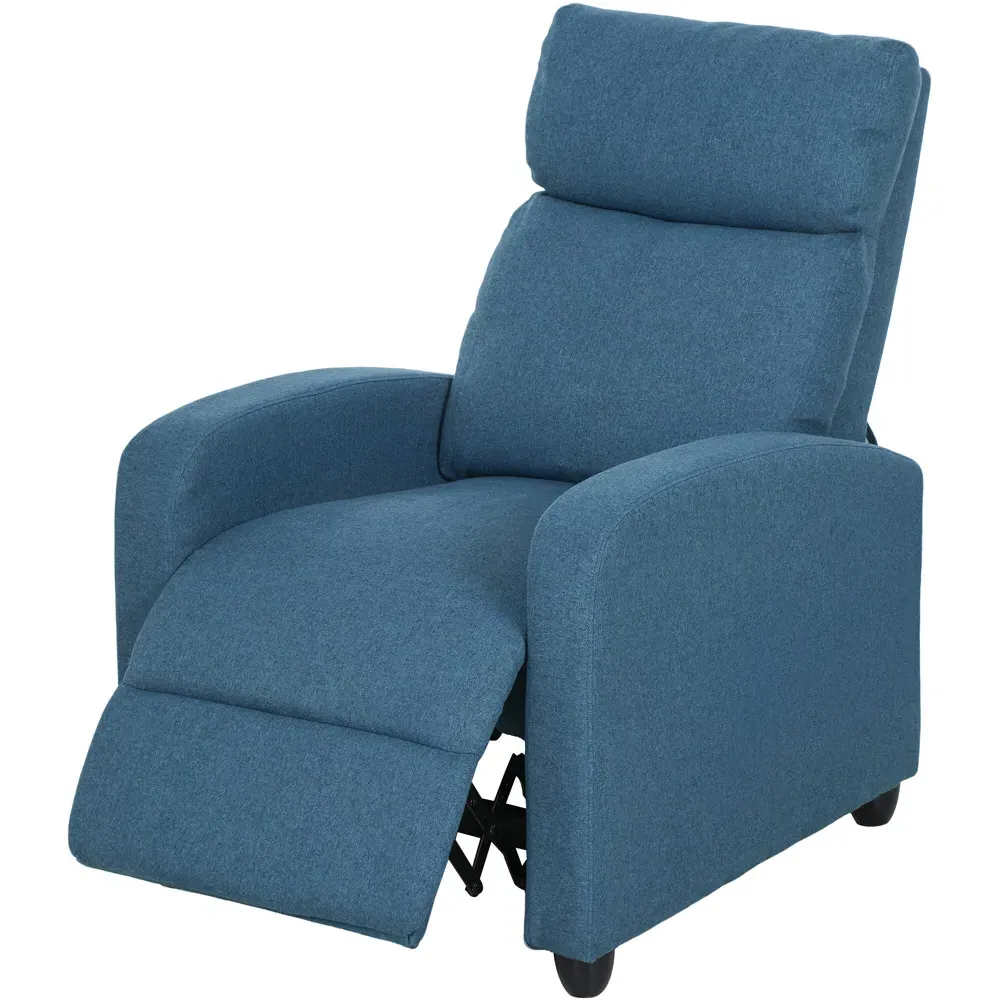 Recliner Chair with Padded Seat - Blue, Linen