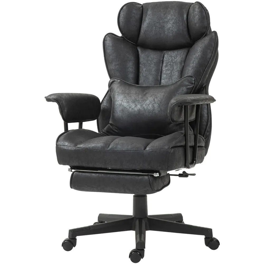 Reclining Office Chair with Footrest - Black