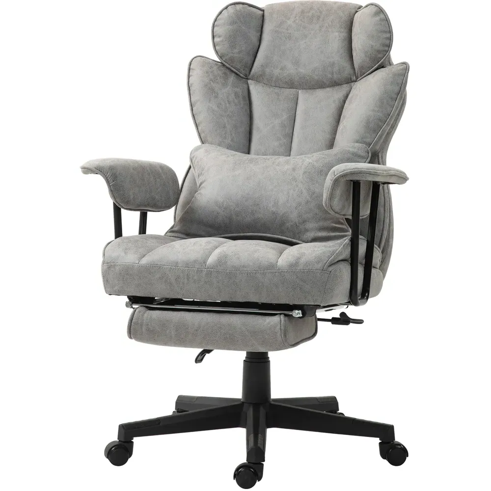 Reclining Office Chair with Footrest - Grey