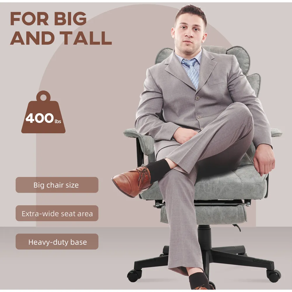 Reclining Office Chair with Footrest - Grey