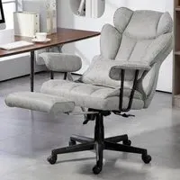 Reclining Office Chair with Footrest - Grey