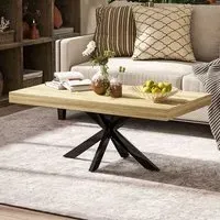 Rectangular Coffee Table with Steel Frame - Brown