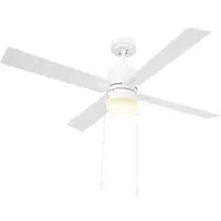 Reversible Ceiling Fan with Light and Pull Chain - White