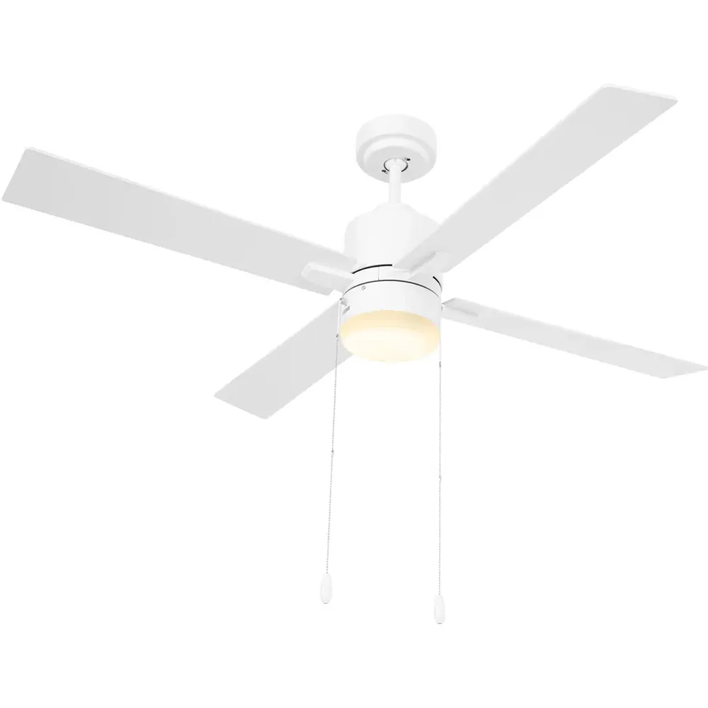 Reversible Ceiling Fan with Light and Pull Chain - White image