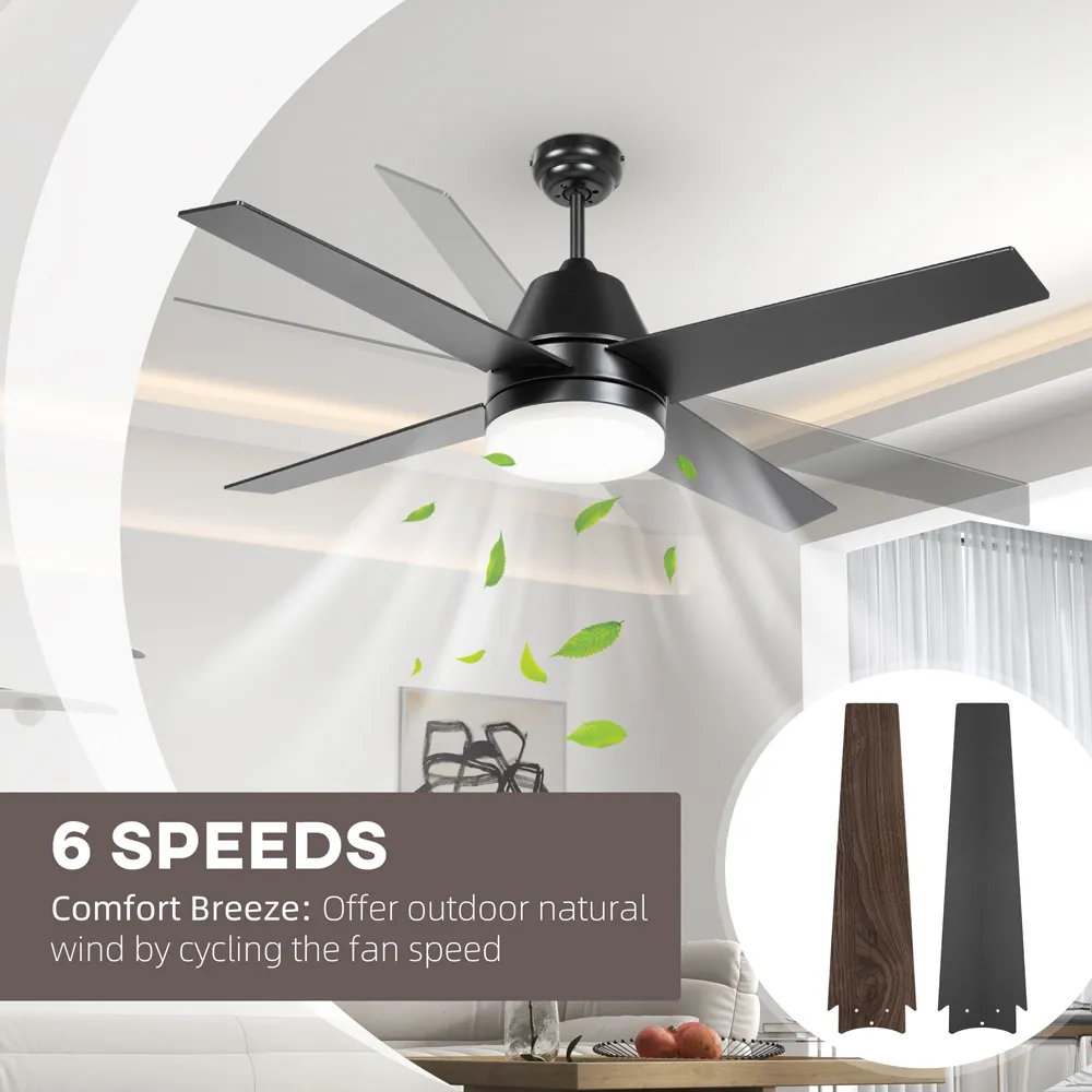 Reversible Ceiling Fan with Light and Remote - Black