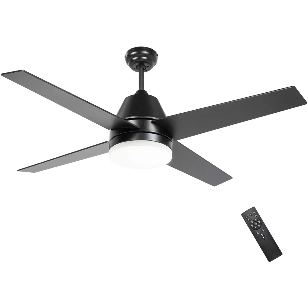 Reversible Ceiling Fan with Light and Remote - Black image