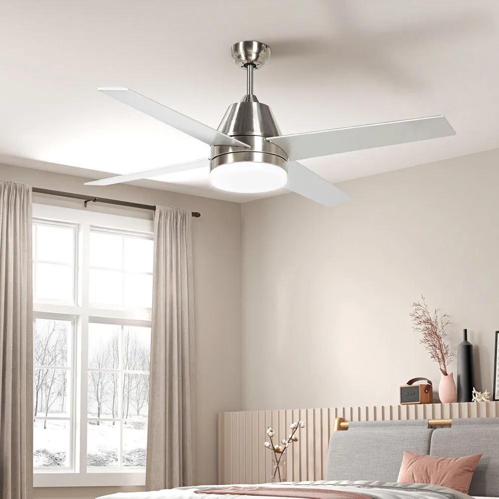 Reversible Ceiling Fan with Light and Remote - Silver