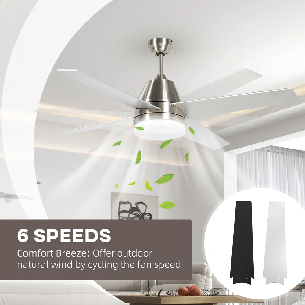 Reversible Ceiling Fan with Light and Remote - Silver