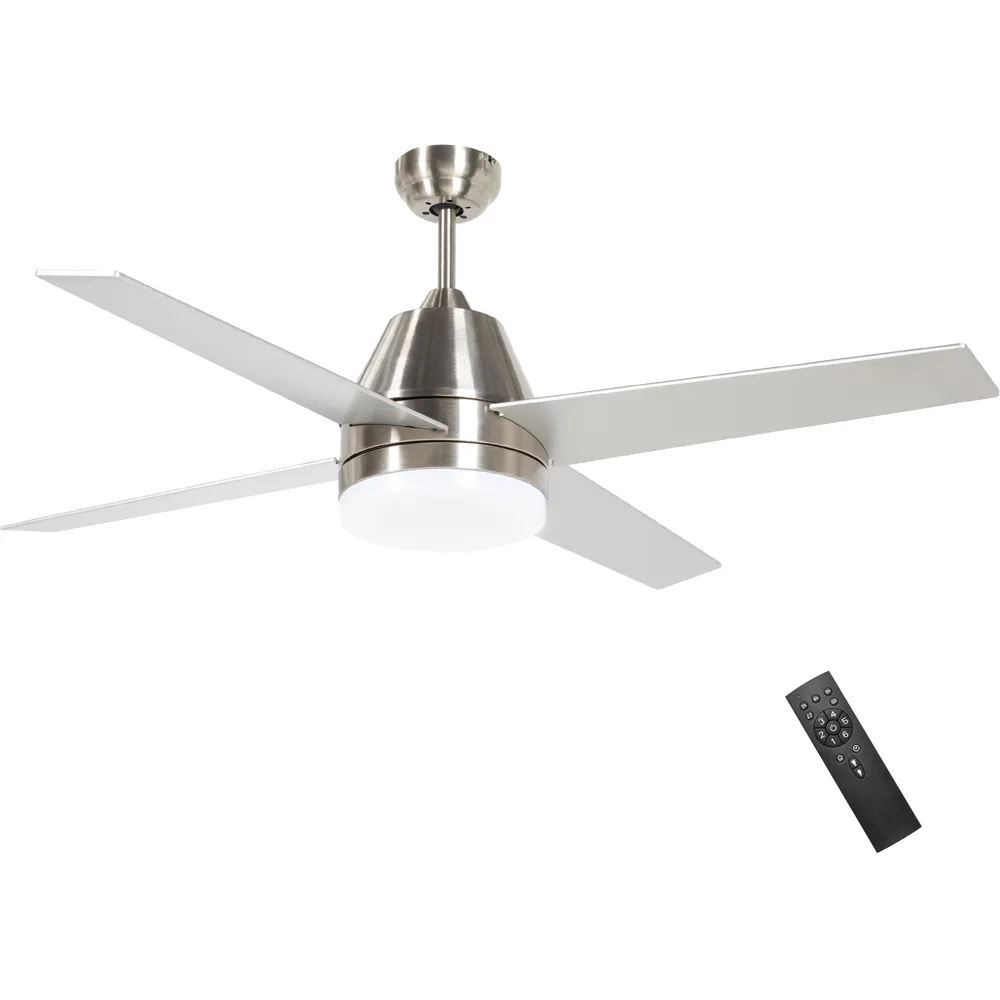 Reversible Ceiling Fan with Light and Remote - Silver
