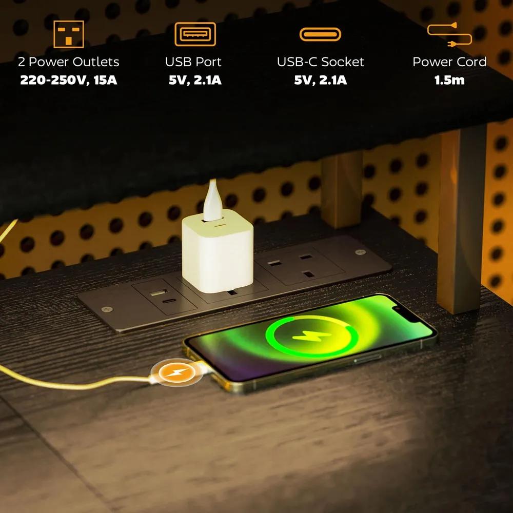 Reversible Computer Desk with Storage - Black