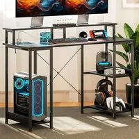 Reversible Computer Desk with Storage - Black