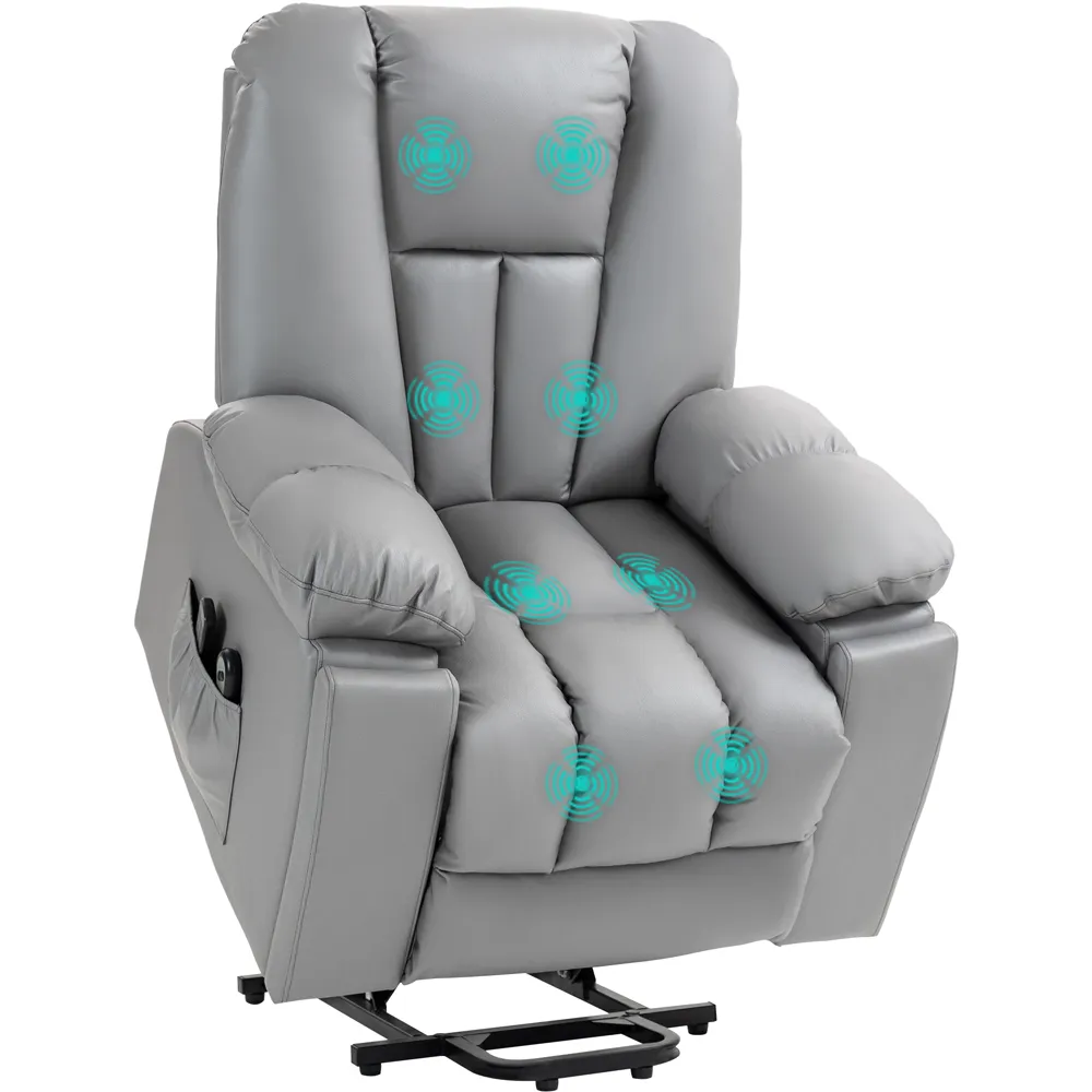 Riser and Recliner Chair with Massage - Charcoal Grey, Faux Leather