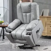 Riser and Recliner Chair with Massage - Charcoal Grey, Faux Leather