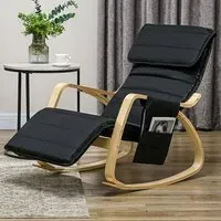 Rocking Recliner Chair with Adjustable Footrest - Black