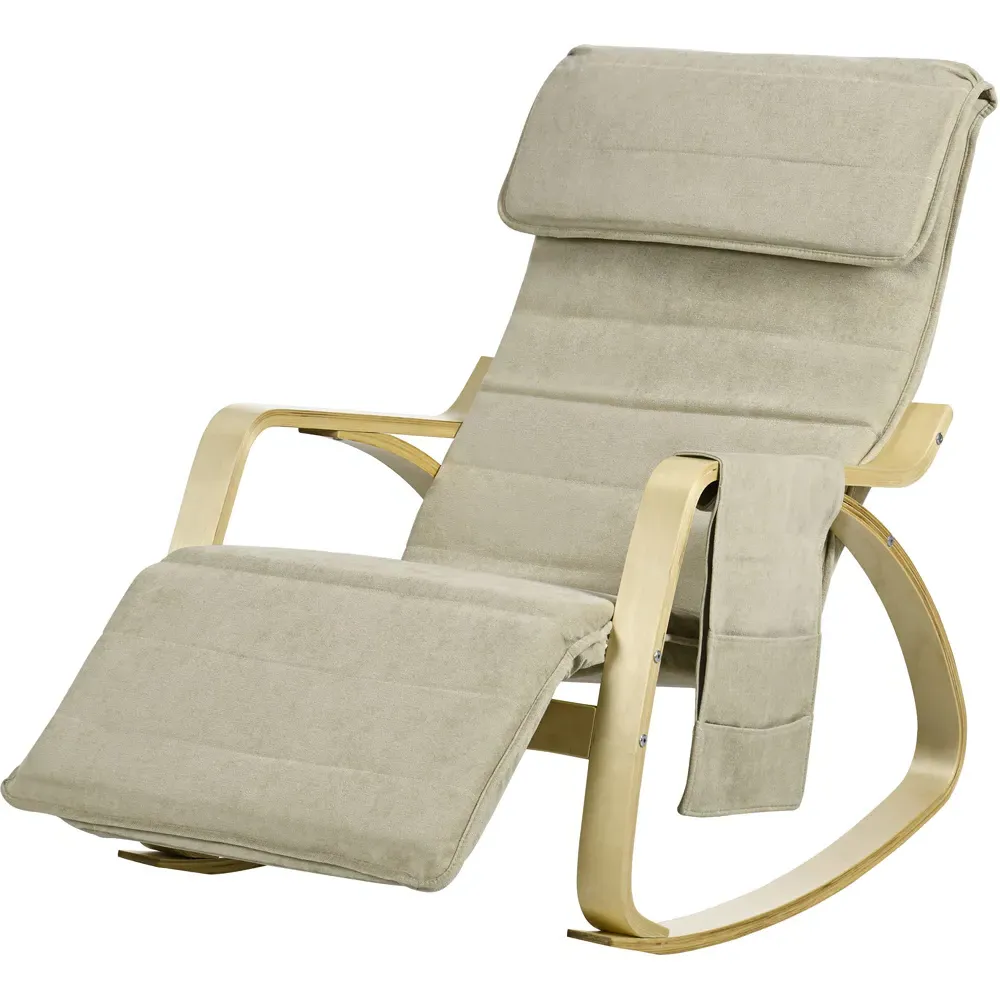 Rocking Recliner Chair with Adjustable Footrest - Yellow