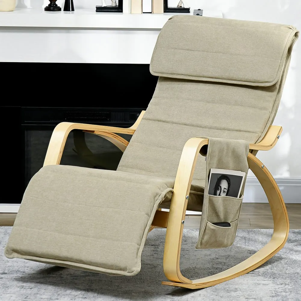 Rocking Recliner Chair with Adjustable Footrest - Yellow image