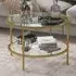 Round Coffee Table with Storage Shelf - Gold