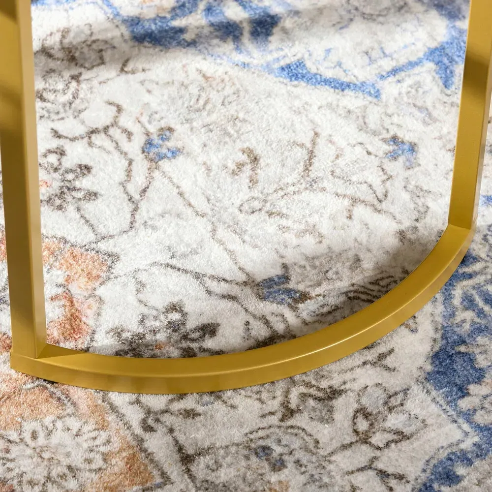 Round Nest of Tables Set of 2 - Orange, Glass