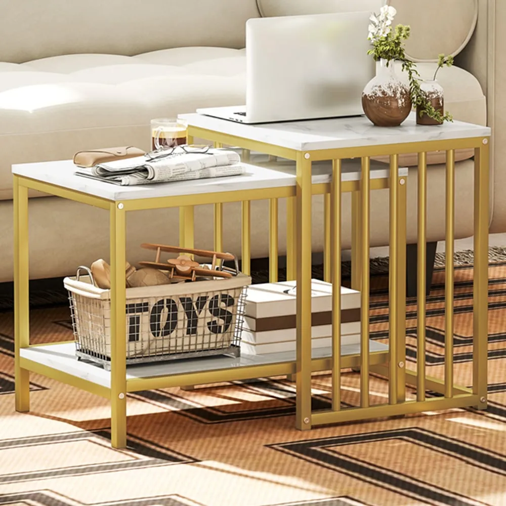 Round Nest of Tables Set of 2 - Orange, MDF