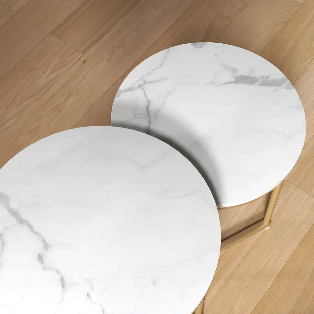 Round Nesting Coffee Table Set of 2 - Gold, Metal