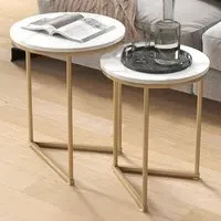 Round Nesting Coffee Table Set of 2 - Gold, Metal