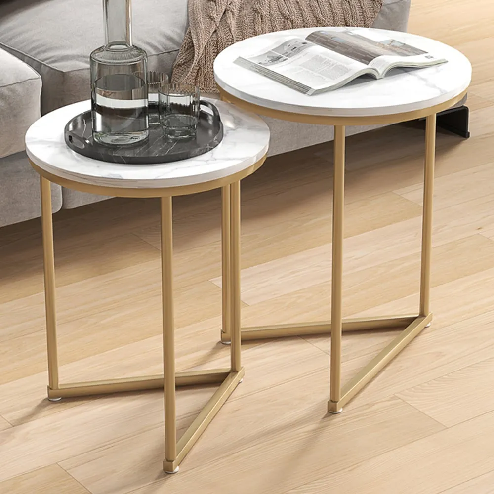 Round Nesting Coffee Table Set of 2 - Gold, Metal