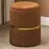 Round Pouffe with Storage - Brown, Velvet