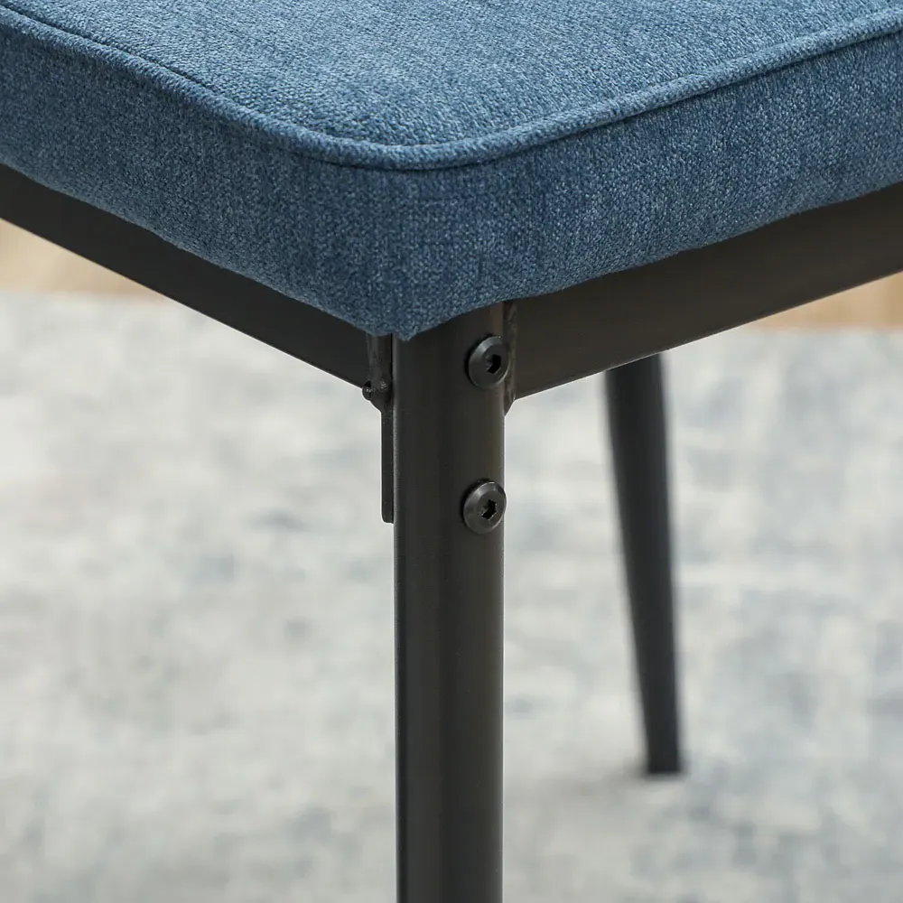 Set of 2 Curved Back Dining Chairs with Padded Seat - Blue