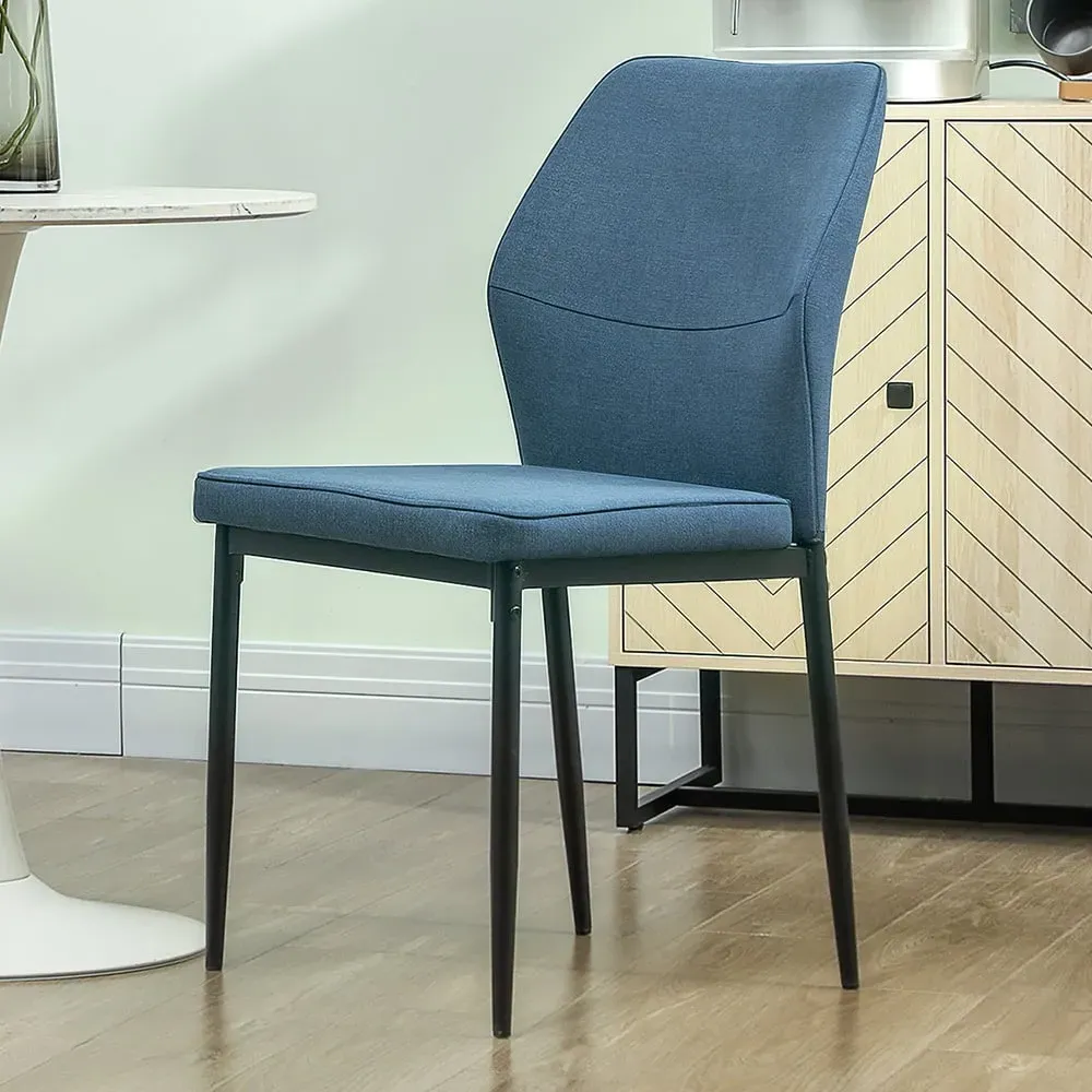 Set of 2 Curved Back Dining Chairs with Padded Seat - Blue image