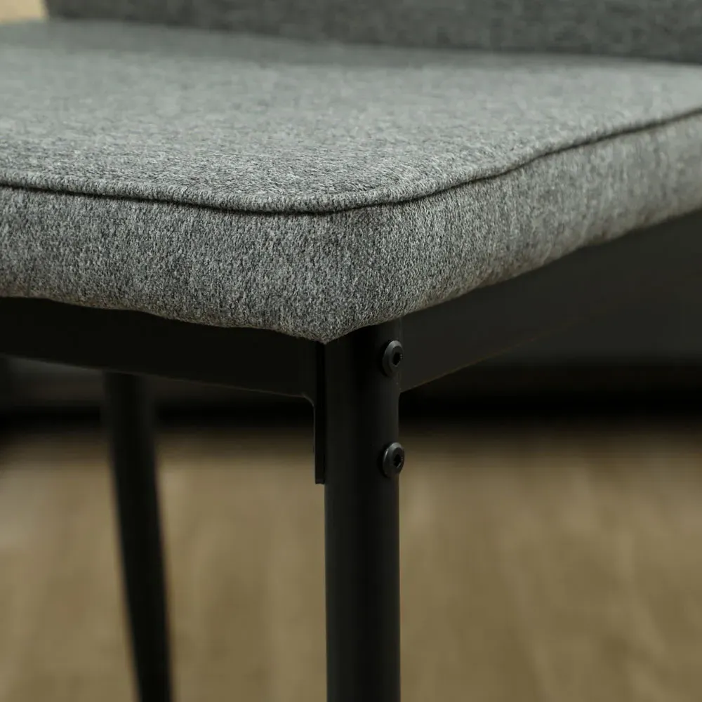 Set of 2 Curved Back Dining Chairs with Padded Seat - Grey